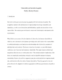 Vulnerability and Inevitable Inequality Martha Albertson Fineman 1