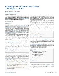 Exposing C++ Functions and Classes with Rcpp Modules