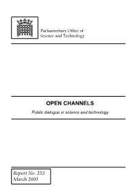 OPEN CHANNELS Public Dialogue in Science and Technology