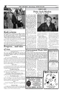 Progress... and Tales of Woe Rudi Returns Peter Jack Maslen