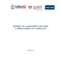 Report on Assessment of Food Laboratories in Tajikistan