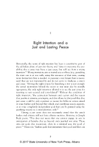 Right Intention and a Just and Lasting Peace