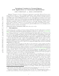Variational Analysis in Normed Spaces with Applications to Constrained