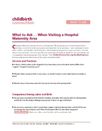 What to Ask...When Visiting a Hospital Maternity Ward
