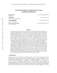 Adversarially Robust Learning Could Leverage Computational Hardness