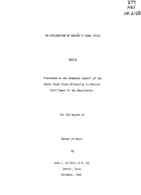 AN EXPLORATION of BARTOK's FUGAL STYLE THESIS Presented