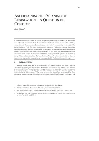 Ascertaining the Meaning of Legislation – a Question of Context