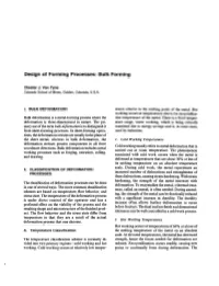 Design of Forming Processes: Bulk Forming