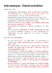 Subramanyan Chandrashekhar