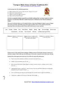 Trying to Make Sense of Easter Traditions B2+