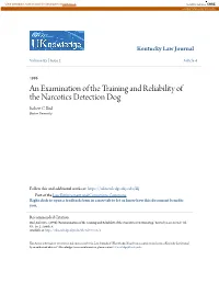 An Examination of the Training and Reliability of the Narcotics Detection Dog Robert C