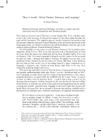 Dylan Thomas, Swansea, and Language1