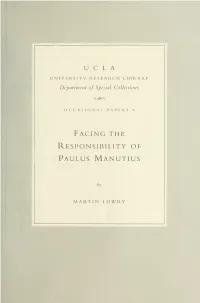 Facing the Responsibility of Paulus Manutius