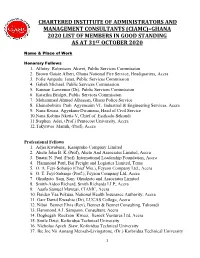 Ghana 2020 List of Members in Good Standing As at 31 St October 2020