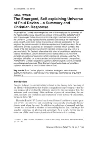 The Emergent, Self-Explaining Universe of Paul Davies – a Summary and Christian Response