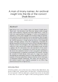 A Man of Many Names: an Archival Insight Into the Life of the Convict Sheik Brown