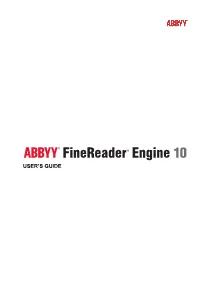 ABBYY Finereader Engine 10 User's Guide