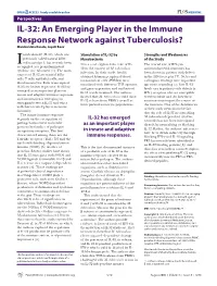 IL-32: an Emerging Player in the Immune Response Network Against Tuberculosis? Manikuntala Kundu, Joyoti Basu*