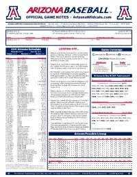 OFFICIAL GAME NOTES · Arizonawildcats.Com