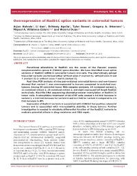Overexpression of Rad51c Splice Variants in Colorectal Tumors