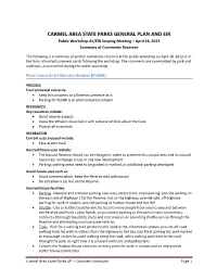 CARMEL AREA STATE PARKS GENERAL PLAN and EIR Public Workshop #1/EIR Scoping Meeting – April 18, 2012 Summary of Comments Received