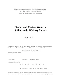 Design and Control Aspects of Humanoid Walking Robots