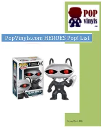 Popvinyls.Com HEROES Pop! List