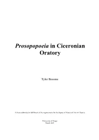 Prosopopoeia in Ciceronian Oratory