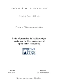 Spin Dynamics in Anisotropic Systems in the Presence of Spin-Orbit Coupling