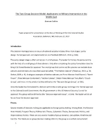 The Two-Group Decision Model: Applications to Military Intervention in the Middle East Amnon Sofrin