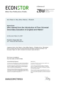 Who Gained from the Introduction of Free Universal Secondary Education in England and Wales?