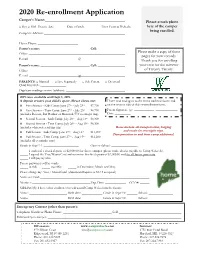 2020 Re-Enrollment Application