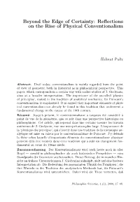 Beyond the Edge of Certainty: Reﬂections on the Rise of Physical Conventionalism