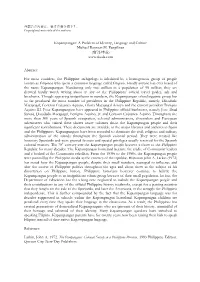 Kapampangan: a Problem of Identity, Language and Culture Michael Raymon M