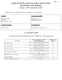 KEZK-FM, KFTK, KFTK-FM, KMOX, KNOU, KYKY EEO PUBLIC FILE REPORT October 1, 2019 - September 30, 2020