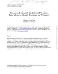 Persuasion, Interrupted: the Effect of Momentary Interruptions on Message Processing and Persuasion