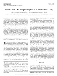 Selective Toll-Like Receptor Expression in Human Fetal Lung