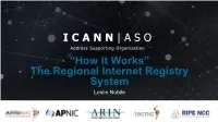 The Regional Internet Registry System Leslie Nobile