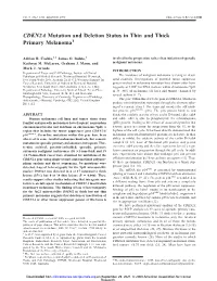 CDKN2A Mutation and Deletion Status in Thin and Thick Primary Melanoma1