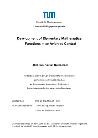 Development of Elementary Mathematics Functions in an Avionics Context
