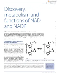 Discovery, Metabolism and Functions of NAD and NADP