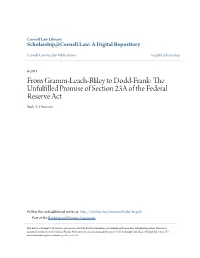 From Gramm-Leach-Bliley to Dodd-Frank: the Unfulfilled Promise of Section 23A of the Federal Reserve Act Saule T