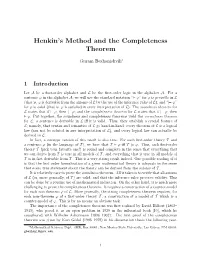 Henkin's Method and the Completeness Theorem