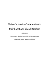 Malawi's Muslim Communities in Their Local and Global Context