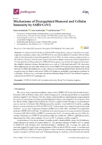 Mechanisms of Dysregulated Humoral and Cellular Immunity by SARS-Cov-2