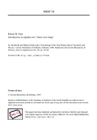 Rainer M. Vogt Introduction to Algebra Over “Brave New Rings”
