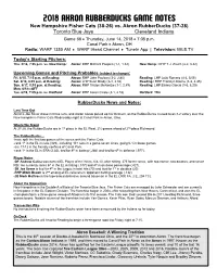 Rubberducks Game Notes 061418