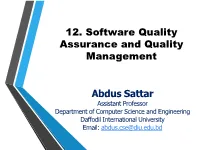Software Quality Assurance and Quality Management