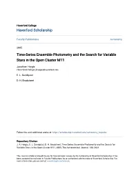 Time-Series Ensemble Photometry and the Search for Variable Stars in the Open Cluster M11
