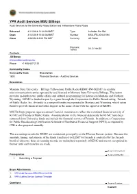 YPR Audit Services MSU Billings Audit Services for the University Radio Station and Yellowstone Public Radio